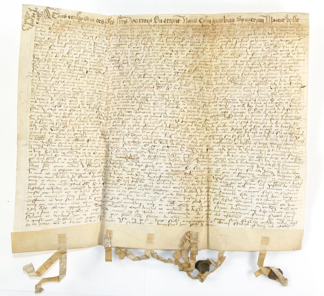 Große Abbildung Nr.1: 140-281 Französische Urkunde: (Handschriften)
