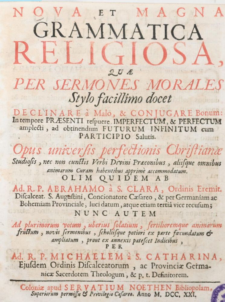 Große Abbildung Nr.1: 140-3 Abraham a Santa Clara (d.i. U.Megerle).: (Alte Drucke, Handschriften und Theologie)