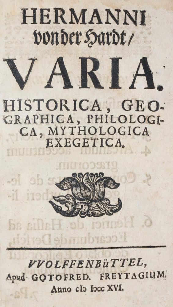 Große Abbildung Nr.1: 140-302 Hardt,H.von der.: (Alte Drucke, Handschriften und Theologie)