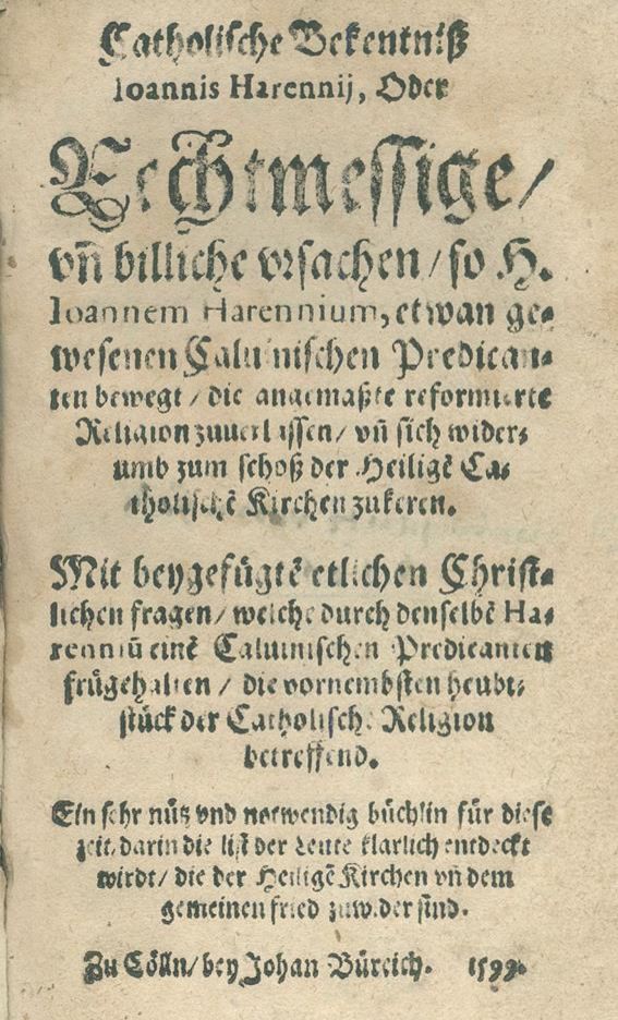 Große Abbildung Nr.1: 140-303 Harennius,J.: (Alte Drucke, Handschriften und Theologie)