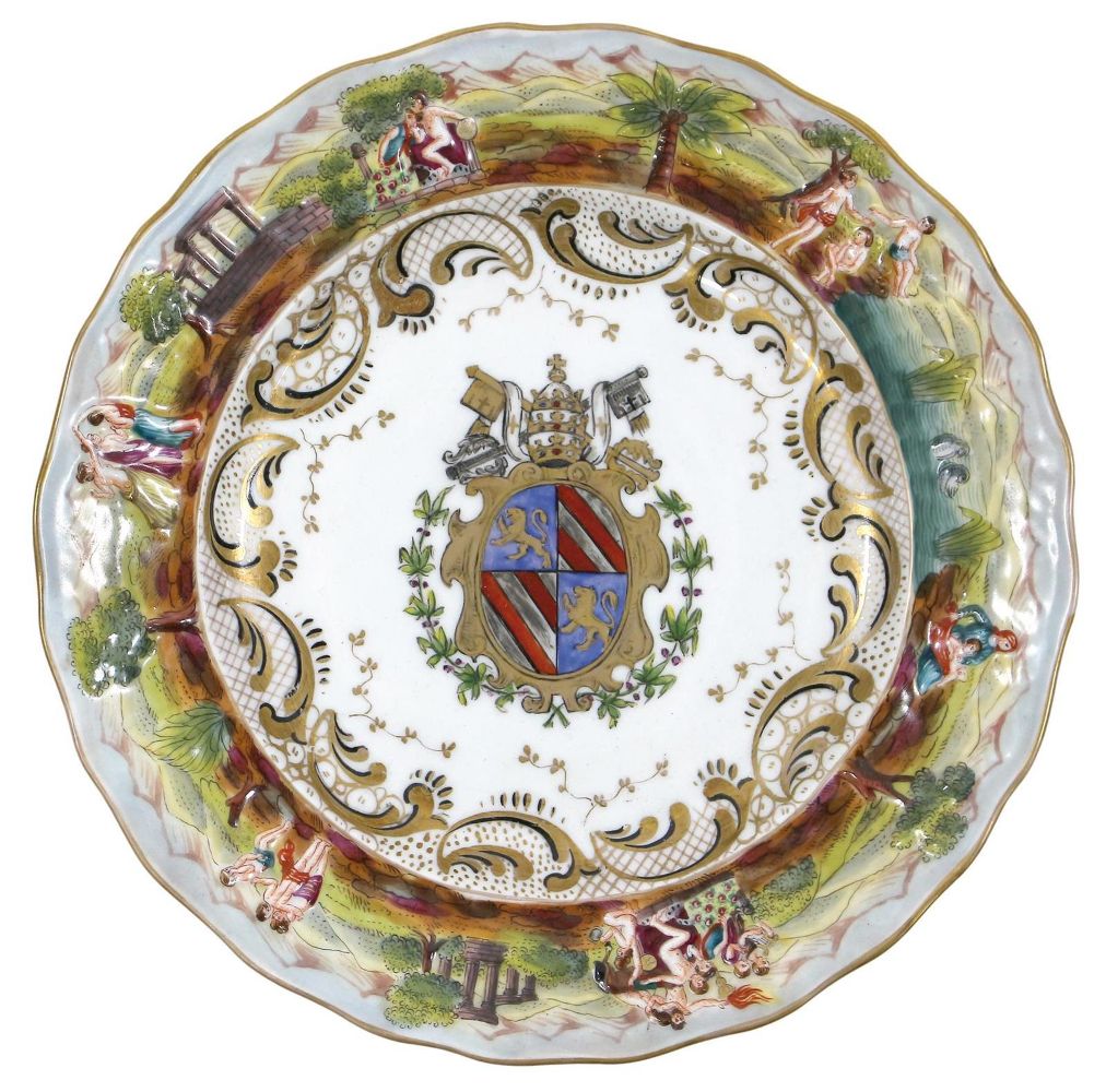 Große Abbildung Nr.1: 140-3066 Wappenteller Capodimonte: (Porzellan u. Keramik)