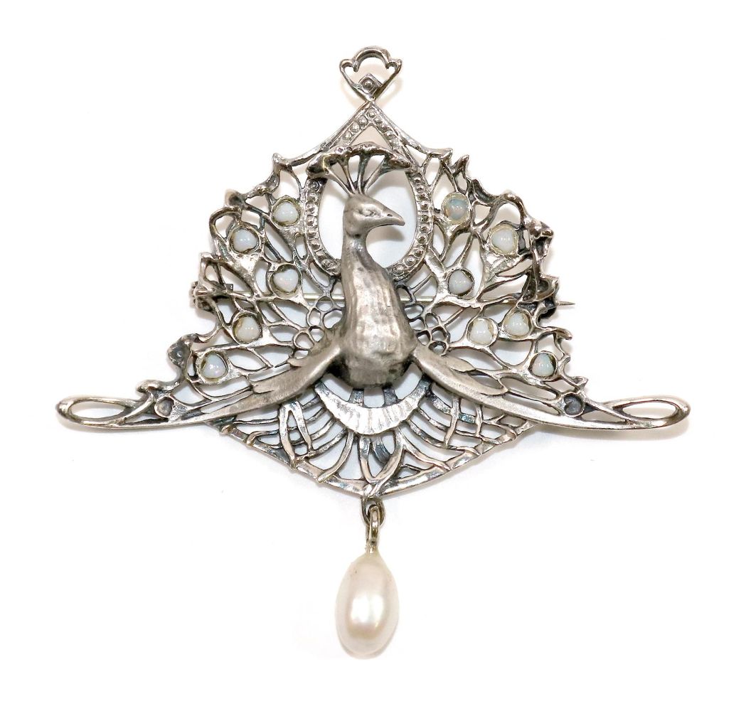 Große Abbildung Nr.1: 140-3088 Pfauenbrosche: (Schmuck, Broschen)