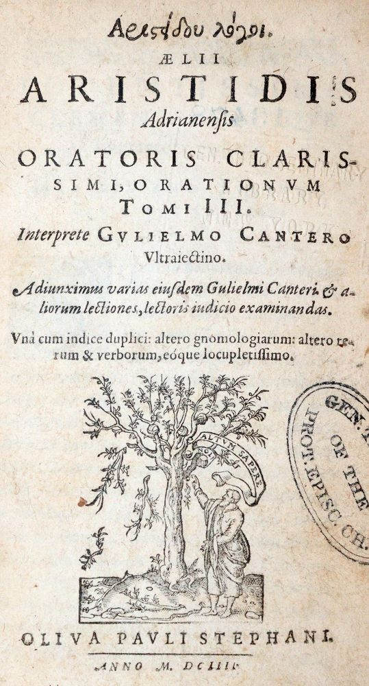 Große Abbildung Nr.1: 140-31 Aristides,A.: (Alte Drucke, Handschriften und Theologie)