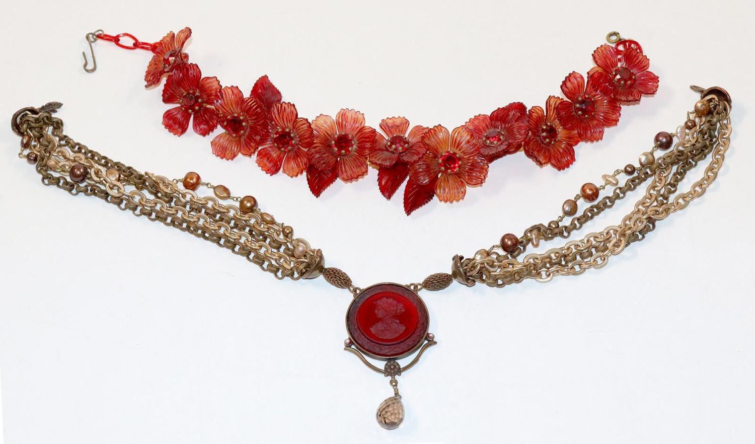 Große Abbildung Nr.1: 140-3130 Modeschmuck Ketten.: (Schmuck, Modeschmuck, 40er-50er Jahre)