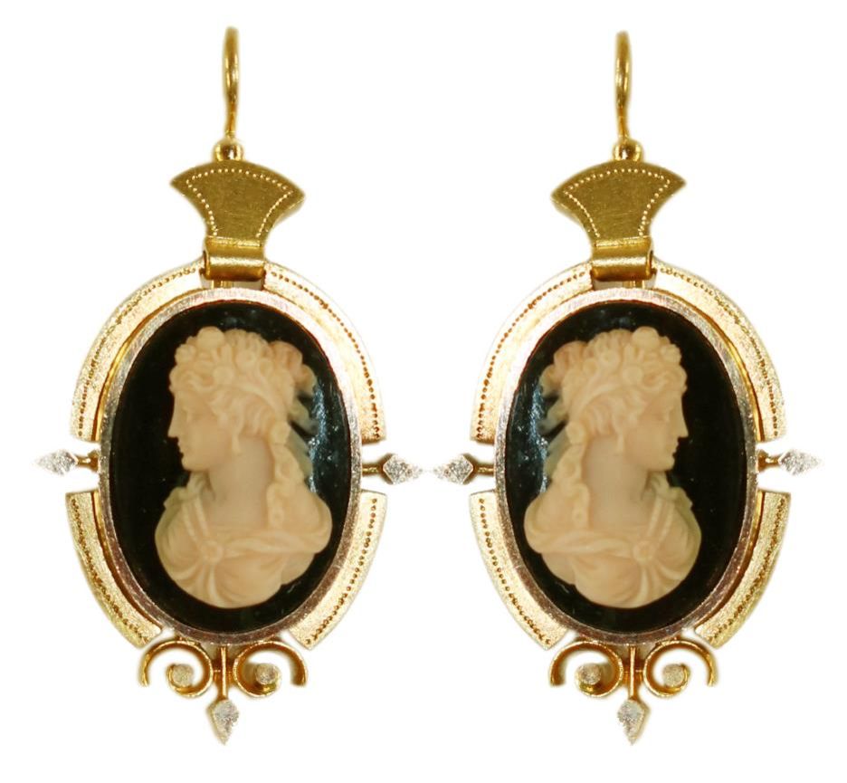 Große Abbildung Nr.1: 140-3142 Prächtige Kameenohrringe: (Schmuck, Ohrringe)