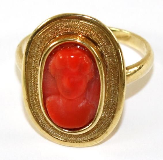 Große Abbildung Nr.1: 140-3147 Antike Korallengemme: (Schmuck, Ringe)