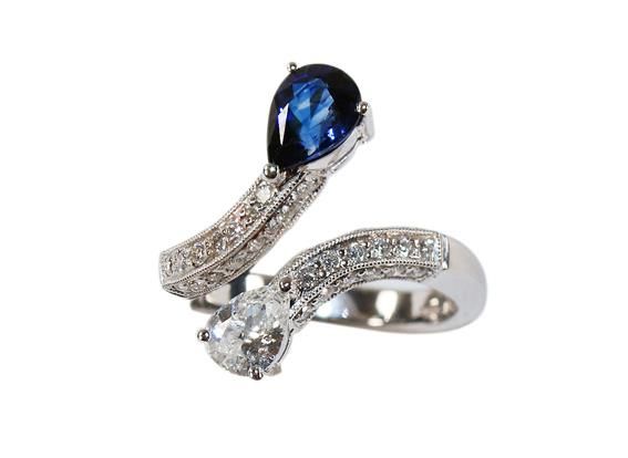 Große Abbildung Nr.1: 140-3149 Brillant- Saphirring.: (Schmuck, Ringe)