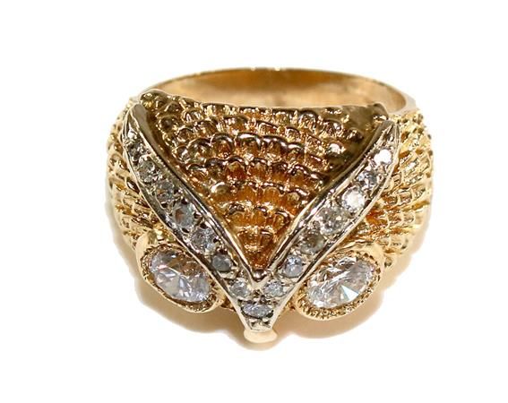 Große Abbildung Nr.1: 140-3153 Eulenkopf 14k GG.: (Schmuck, Ringe)