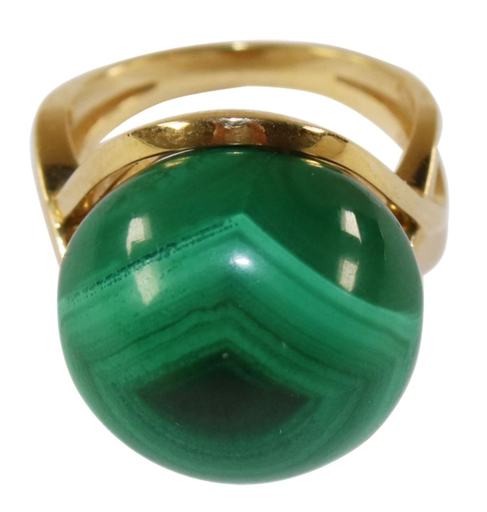Große Abbildung Nr.1: 140-3158 Malachitring 750 GG.: (Schmuck, Ringe)