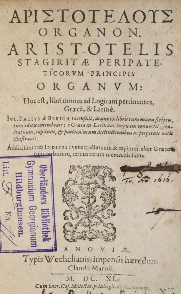 Große Abbildung Nr.1: 140-32 Aristoteles.: (Alte Drucke, Handschriften und Theologie)