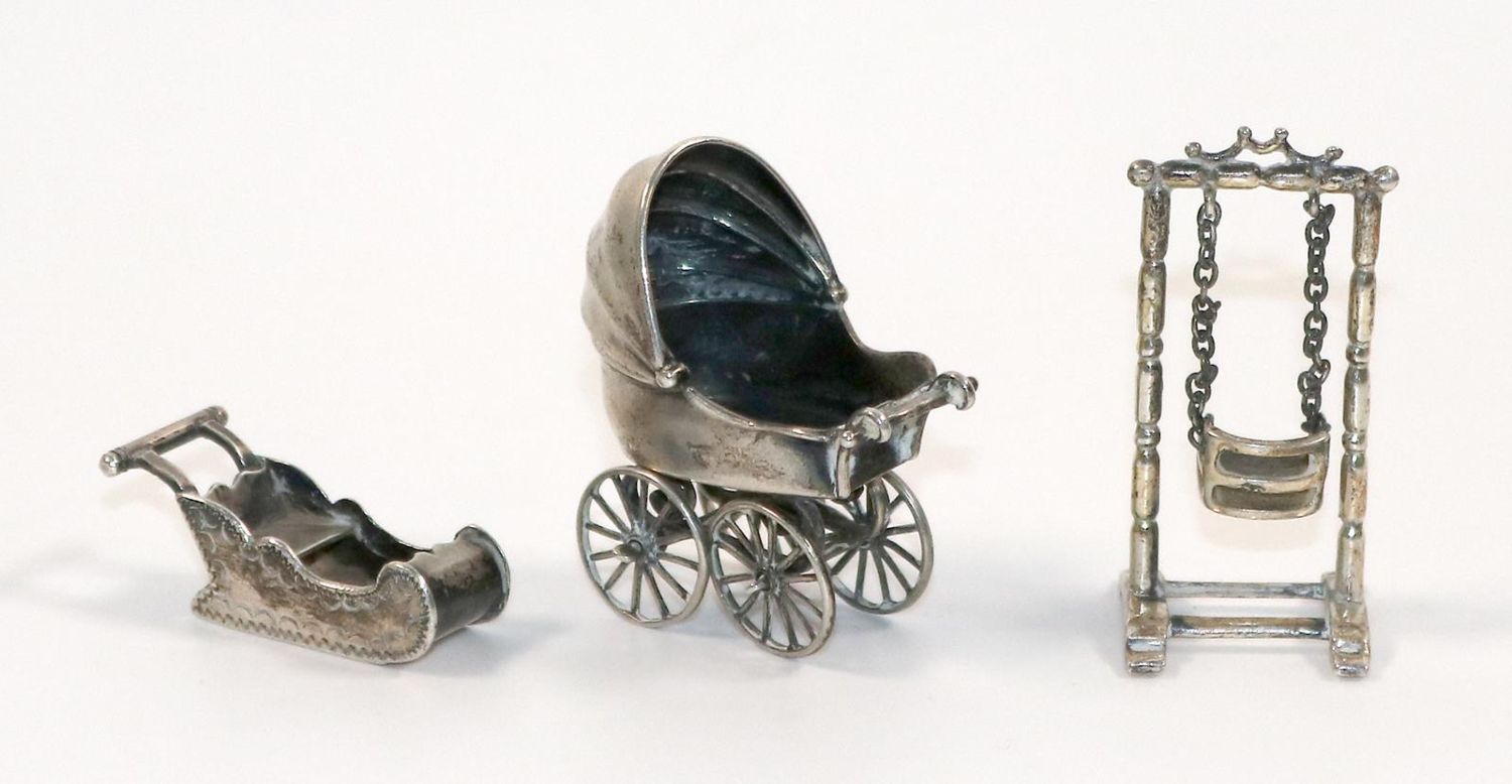 Große Abbildung Nr.1: 140-3213 Kinderwagen,: (Silber, Miniaturen)