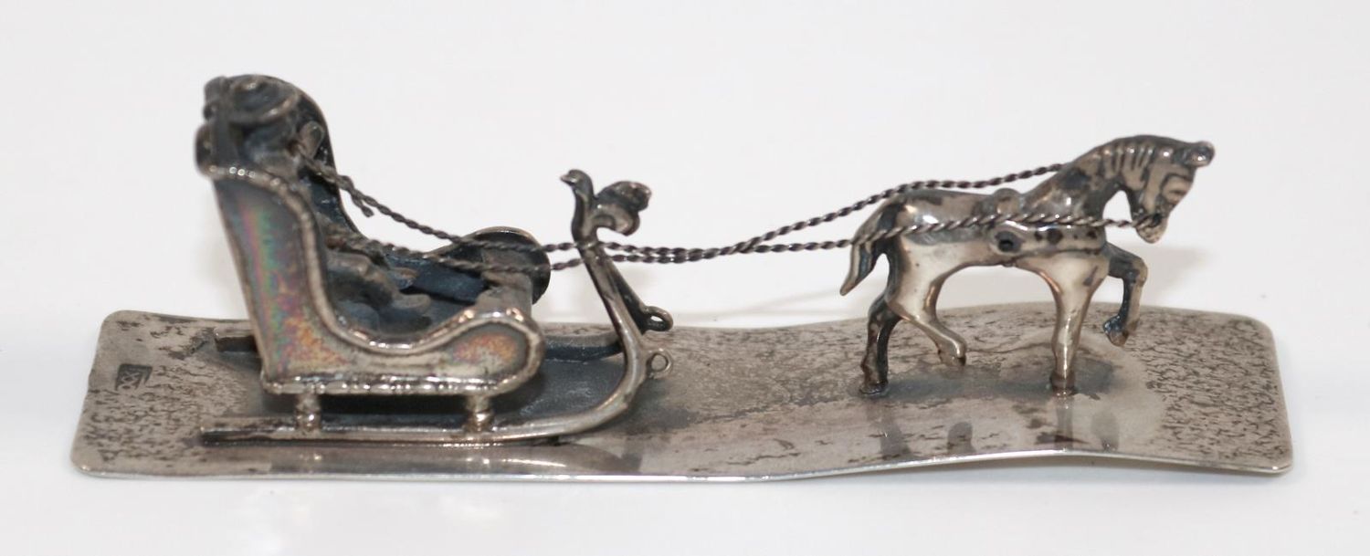 Große Abbildung Nr.1: 140-3223 Schlittenfahrt zu Pferd.: (Silber, Miniaturen)
