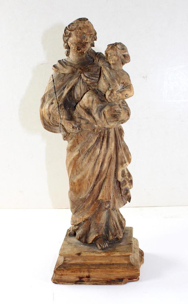 Große Abbildung Nr.1: 140-3288 Heiliger Josef mit dem Jesusknaben.: (Skulpturen - Plastiken, Volkskunst)
