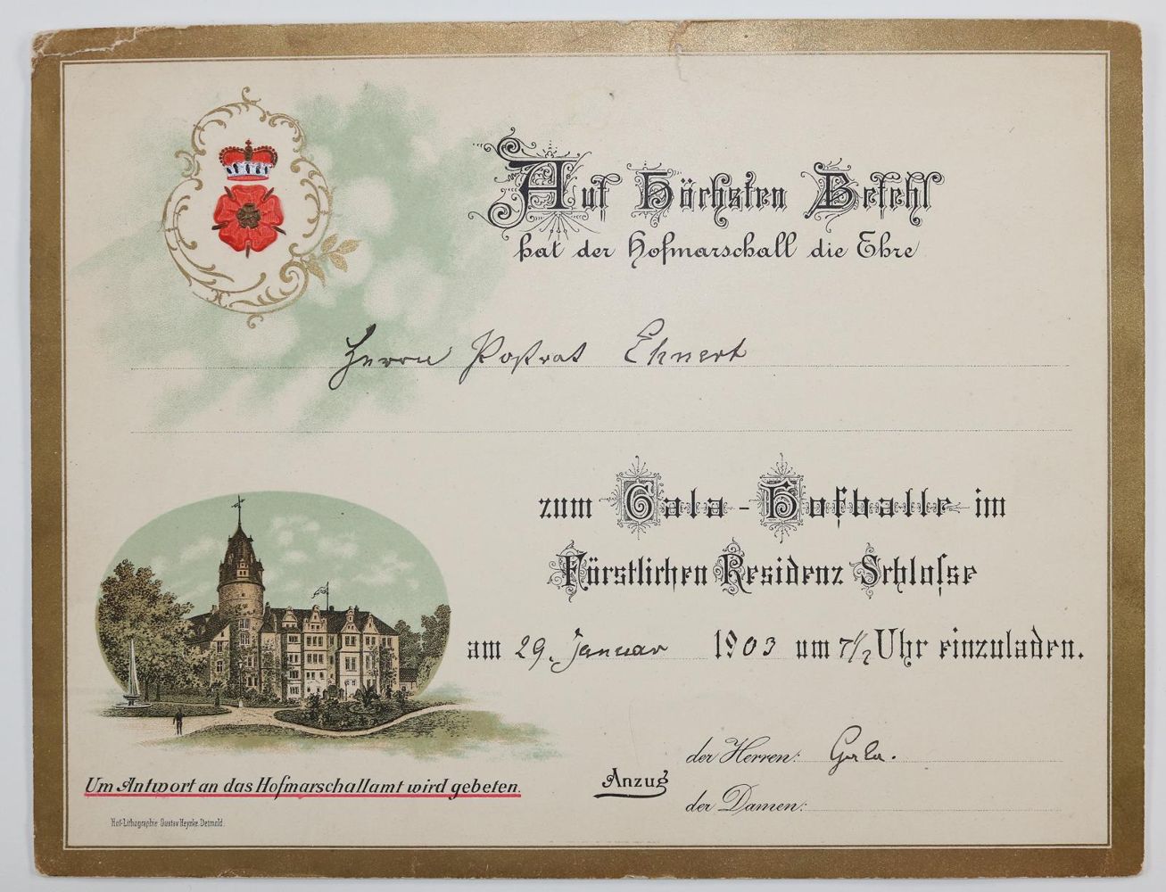 Große Abbildung Nr.1: 140-3426 Einladungskarten.: (Varia, Hofbälle)