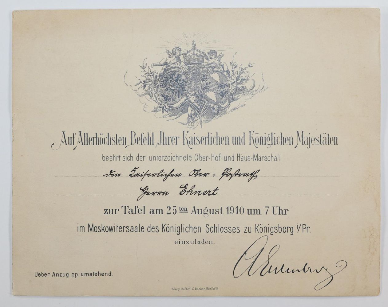 Große Abbildung Nr.2: 140-3426 Einladungskarten.: (Varia, Hofbälle)