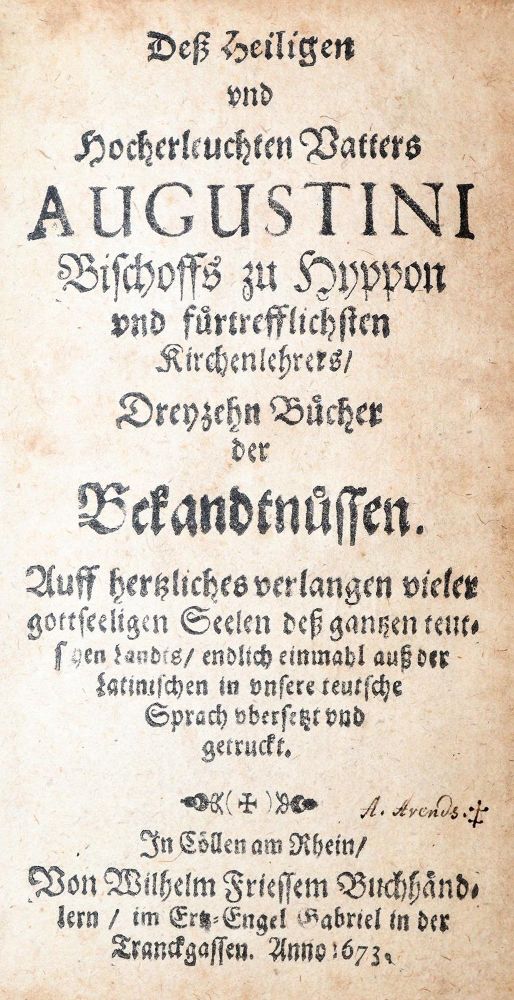 Große Abbildung Nr.1: 140-36 Augustinus,A.: (Alte Drucke, Handschriften und Theologie)