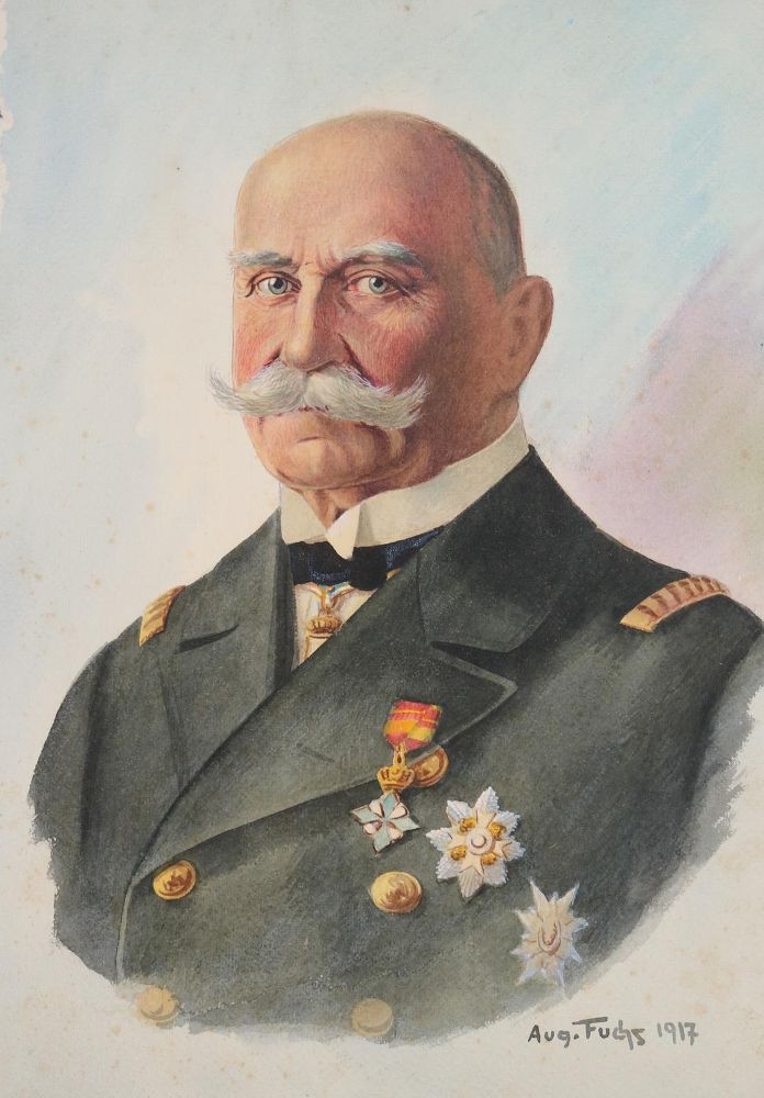 Große Abbildung Nr.1: 140-3764 Portrait des F.Graf v.: (Künstlergraphik, Aeronautik, Zeppelin)