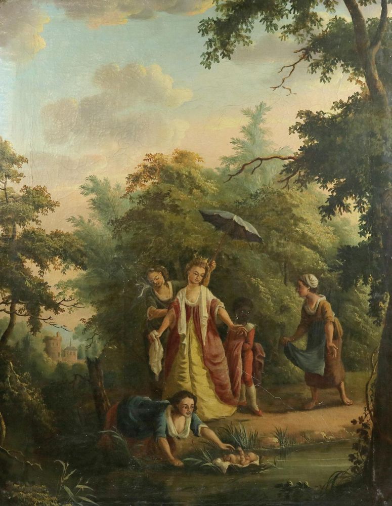 Große Abbildung Nr.1: 140-3799 Auffindung des kleinen Moses, Die.: (Künstlergraphik)