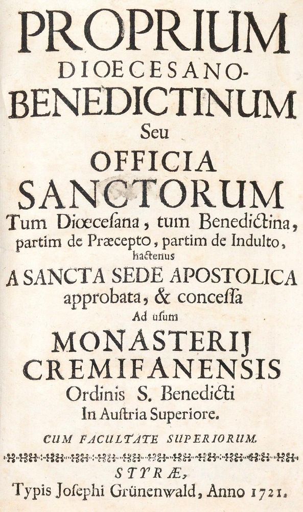 Große Abbildung Nr.1: 140-385 Kremsmünster.: (Alte Drucke, Handschriften und Theologie)