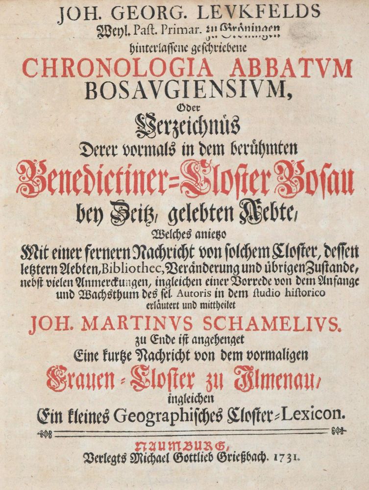 Große Abbildung Nr.1: 140-405 Leuckfeld,J.G.: (Alte Drucke, Handschriften und Theologie)