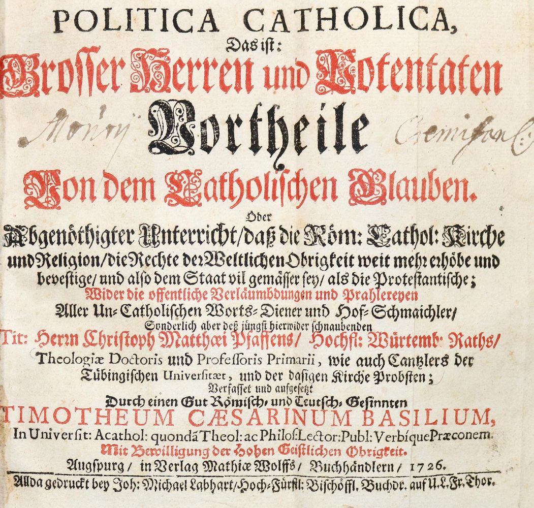 Große Abbildung Nr.1: 140-45 Basilius,T.C. (Pseud. J.D.Kuttge).: (Alte Drucke, Handschriften und Theologie)