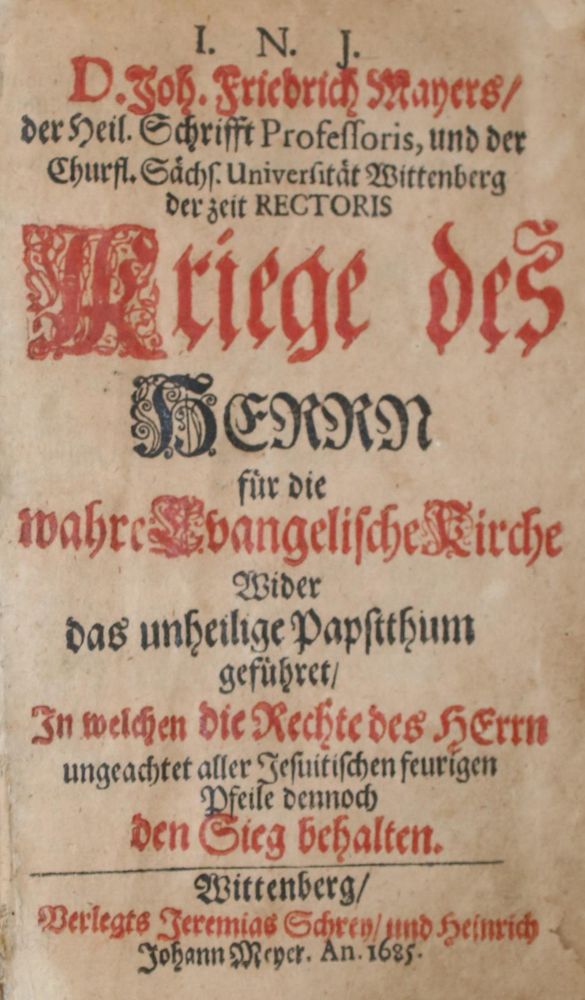 Große Abbildung Nr.1: 140-454 Mayer,J.F.: (Alte Drucke, Handschriften und Theologie)