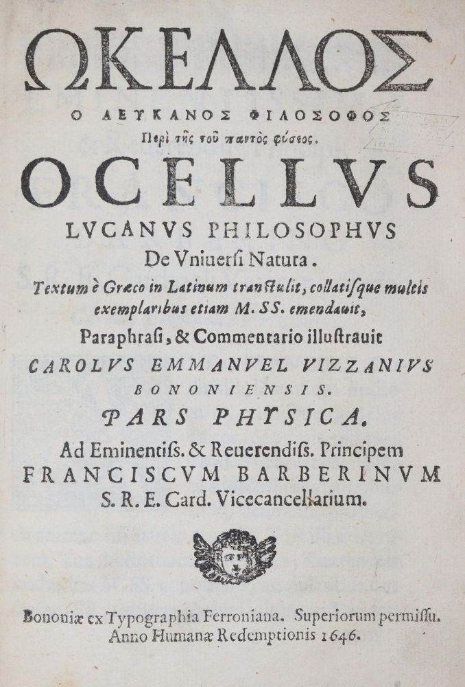 Große Abbildung Nr.1: 140-486 Ocellus,L.: (Alte Drucke, Handschriften und Theologie)
