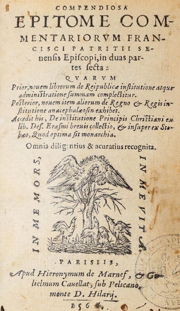 Große Abbildung Nr.1: 140-501 Patricius,F.: (Alte Drucke, Handschriften und Theologie)