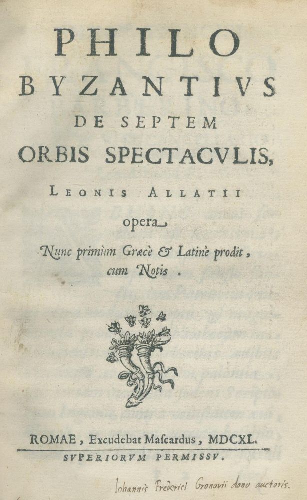 Große Abbildung Nr.1: 140-511 Philo Byzantius.: (Alte Drucke, Handschriften und Theologie)