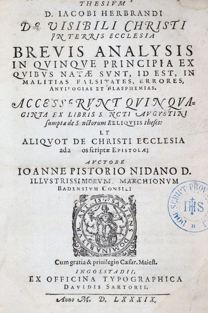 Große Abbildung Nr.1: 140-518 Pistorius,J.: (Alte Drucke, Handschriften und Theologie)