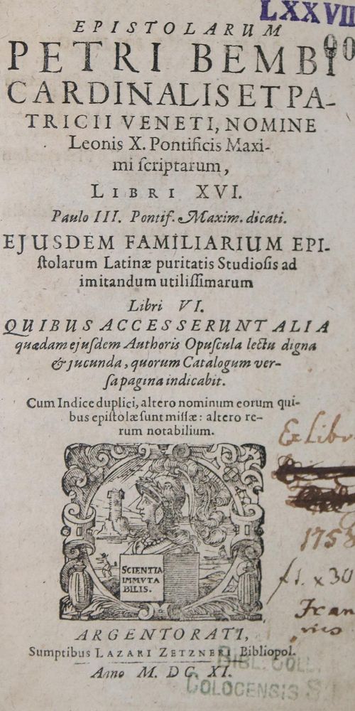 Große Abbildung Nr.1: 140-52 Bembo,P.: (Alte Drucke, Handschriften und Theologie)