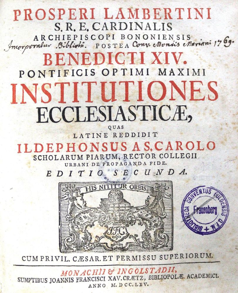 Große Abbildung Nr.1: 140-535 Prosperi Lambertini...: (Alte Drucke, Handschriften und Theologie)