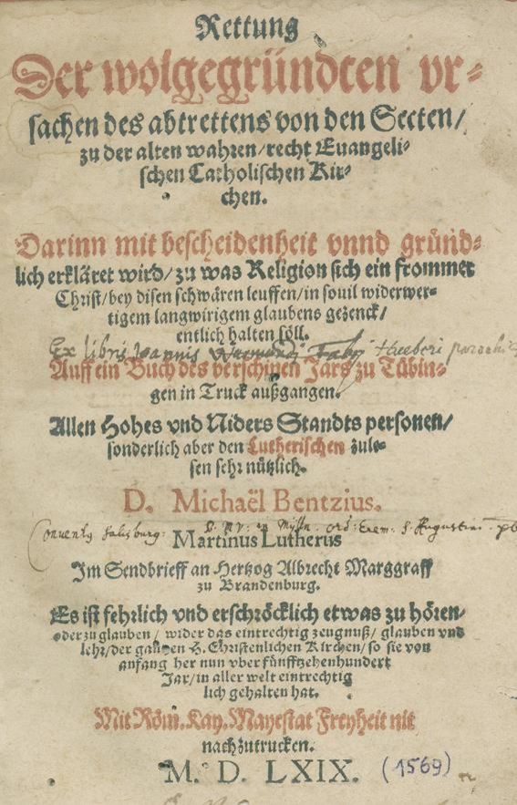 Große Abbildung Nr.1: 140-54 Bentz,M.: (Alte Drucke, Handschriften und Theologie)