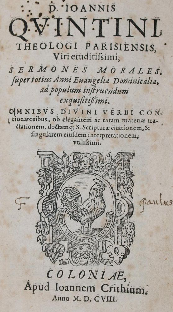 Große Abbildung Nr.1: 140-540 Quintin,J.: (Alte Drucke, Handschriften und Theologie)