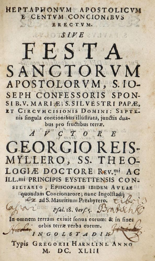 Große Abbildung Nr.1: 140-546 Reismüller,G.: (Alte Drucke, Handschriften und Theologie)