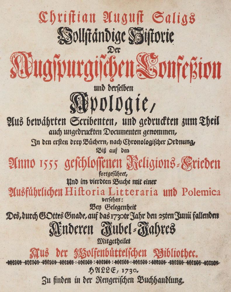 Große Abbildung Nr.1: 140-560 Salig,C.A.: (Alte Drucke, Handschriften und Theologie)