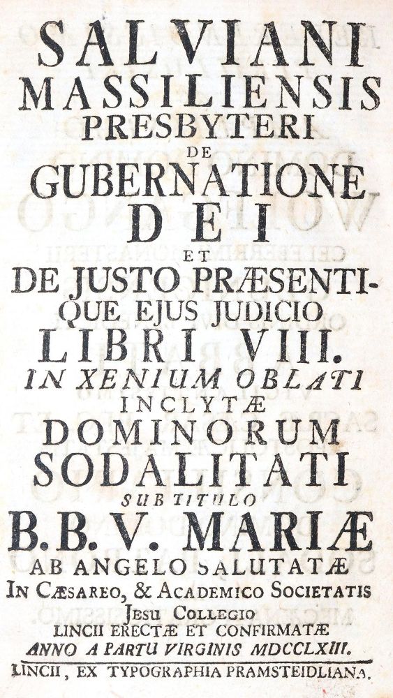 Große Abbildung Nr.1: 140-562 Salvian von Marseille.: (Alte Drucke, Handschriften und Theologie)