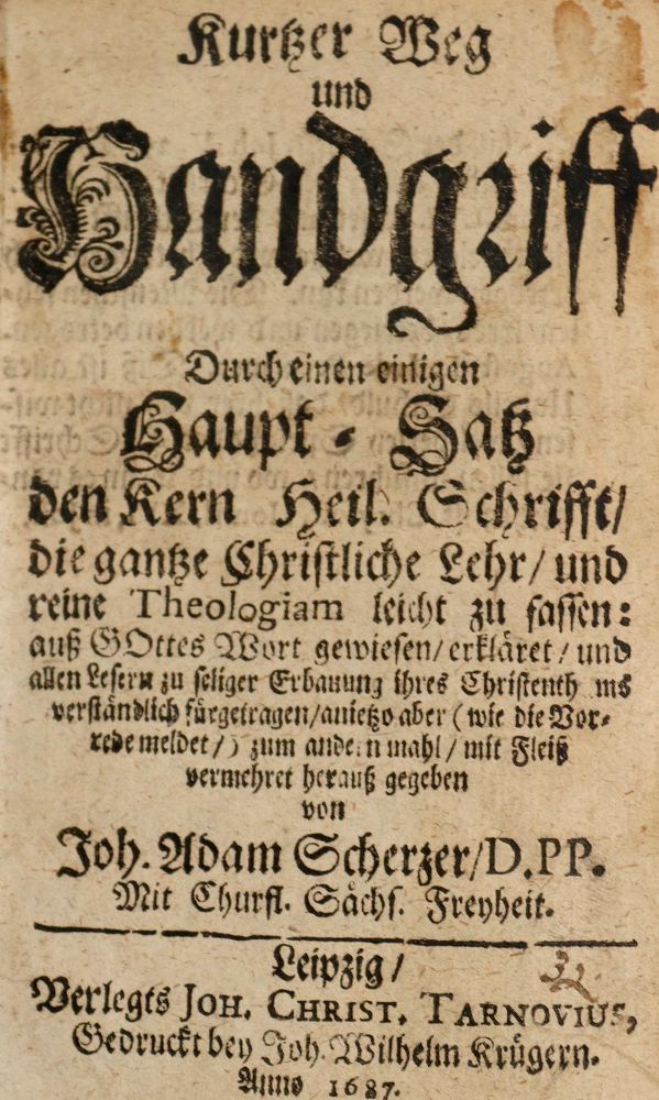 Große Abbildung Nr.1: 140-579 Schertzer,J.A.: (Alte Drucke, Handschriften und Theologie)