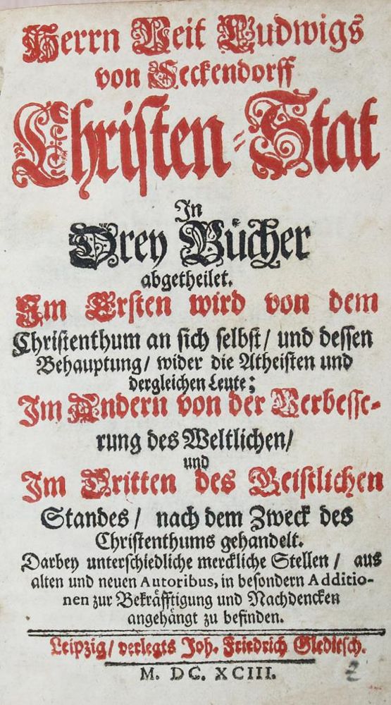 Große Abbildung Nr.1: 140-598 Seckendorff,V.L.v.: (Alte Drucke, Handschriften und Theologie)