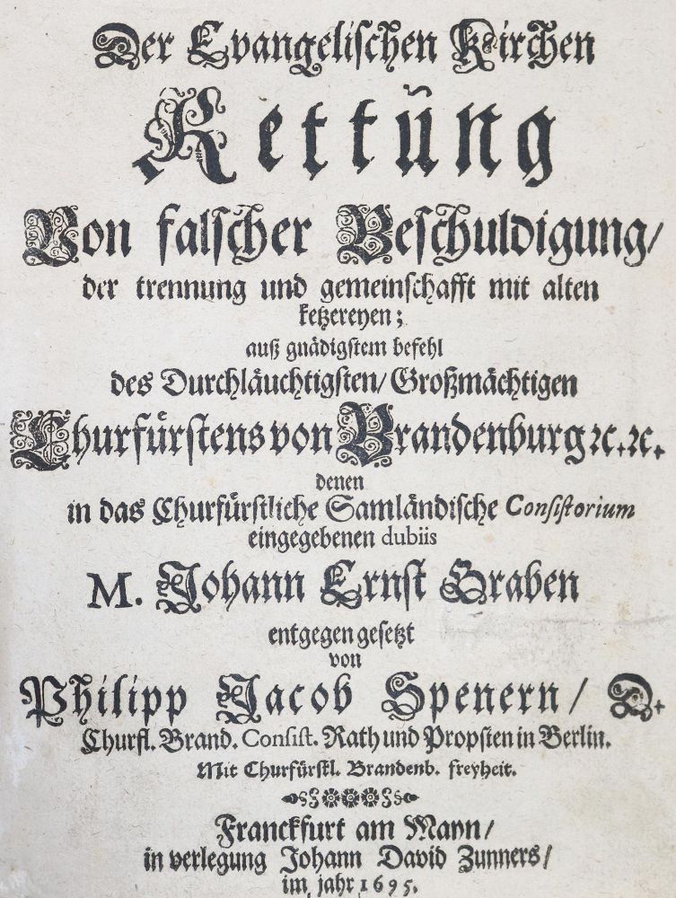 Große Abbildung Nr.1: 140-610 Spener,P.J.: (Alte Drucke, Handschriften und Theologie)