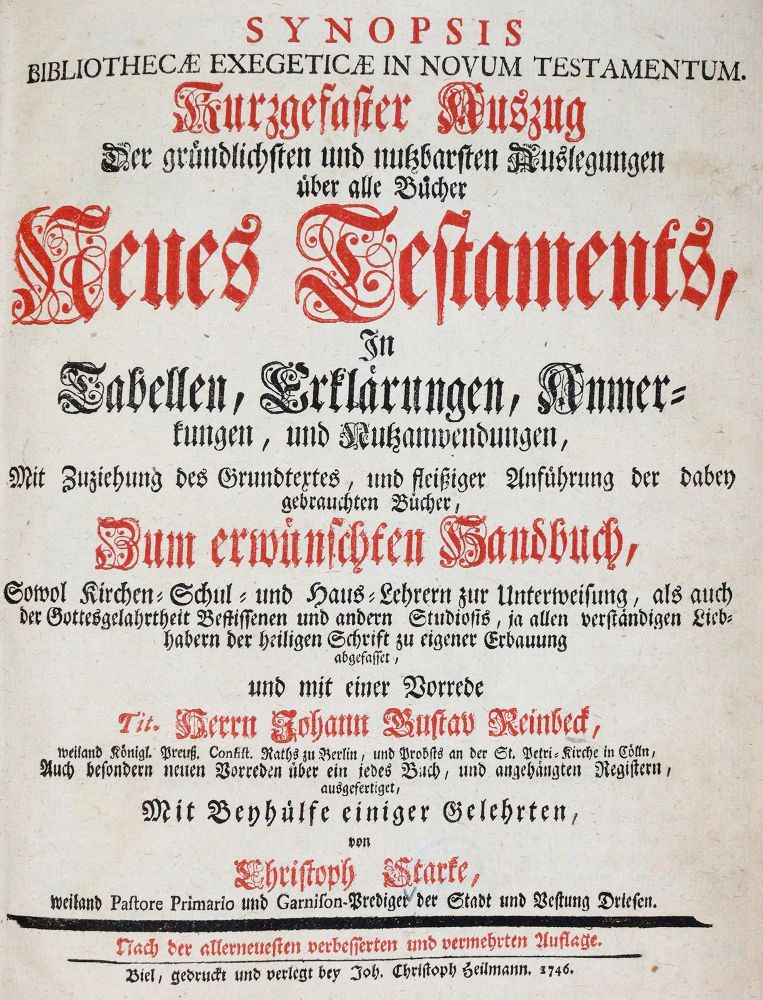 Große Abbildung Nr.1: 140-619 Starke,Ch. u.J.G.Reinbeck.: (Alte Drucke, Handschriften und Theologie)