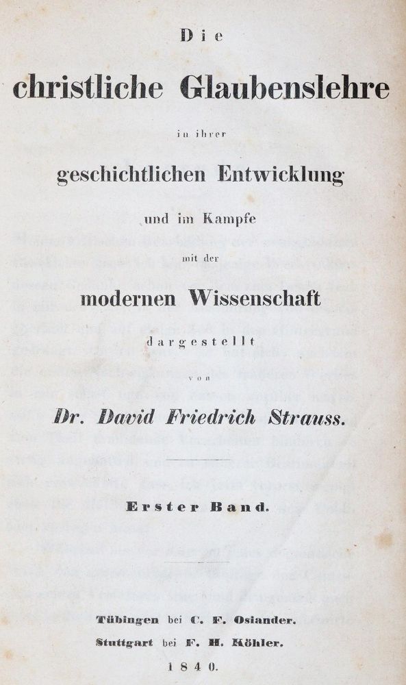 Große Abbildung Nr.1: 140-626 Strauß,D.F.: (Alte Drucke, Handschriften und Theologie)