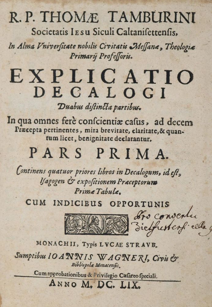 Große Abbildung Nr.1: 140-634 Tamburini,T.: (Alte Drucke, Handschriften und Theologie)