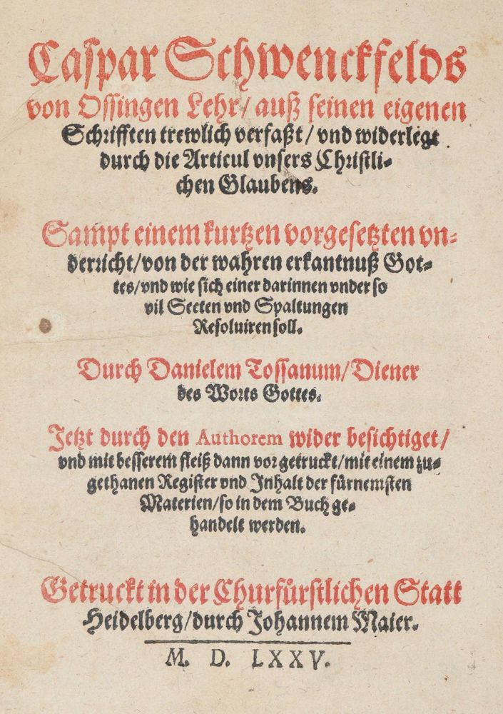 Große Abbildung Nr.1: 140-660 Tossanus,D.: (Alte Drucke, Handschriften und Theologie)