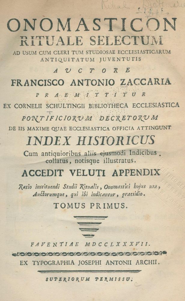 Große Abbildung Nr.1: 140-703 Zaccaria,F.A.: (Alte Drucke, Handschriften und Theologie)