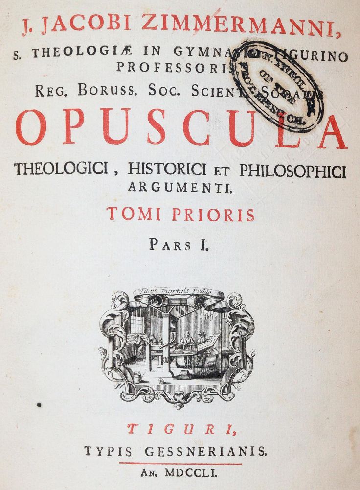 Große Abbildung Nr.1: 140-706 Zimmermann,J.: (Alte Drucke, Handschriften und Theologie)