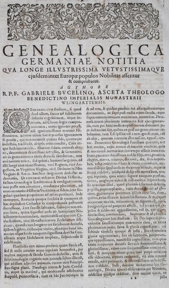 Große Abbildung Nr.1: 140-709 Bucelinus,G.: (Genealogie und Heraldik)