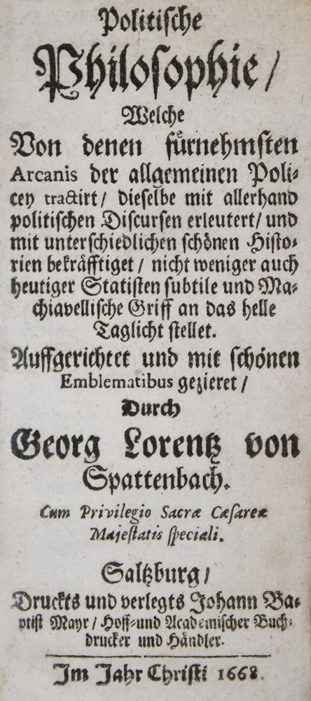 Große Abbildung Nr.1: 140-730 Spattenbach,G.L.v.: (Politik und Staatswissenschaften)