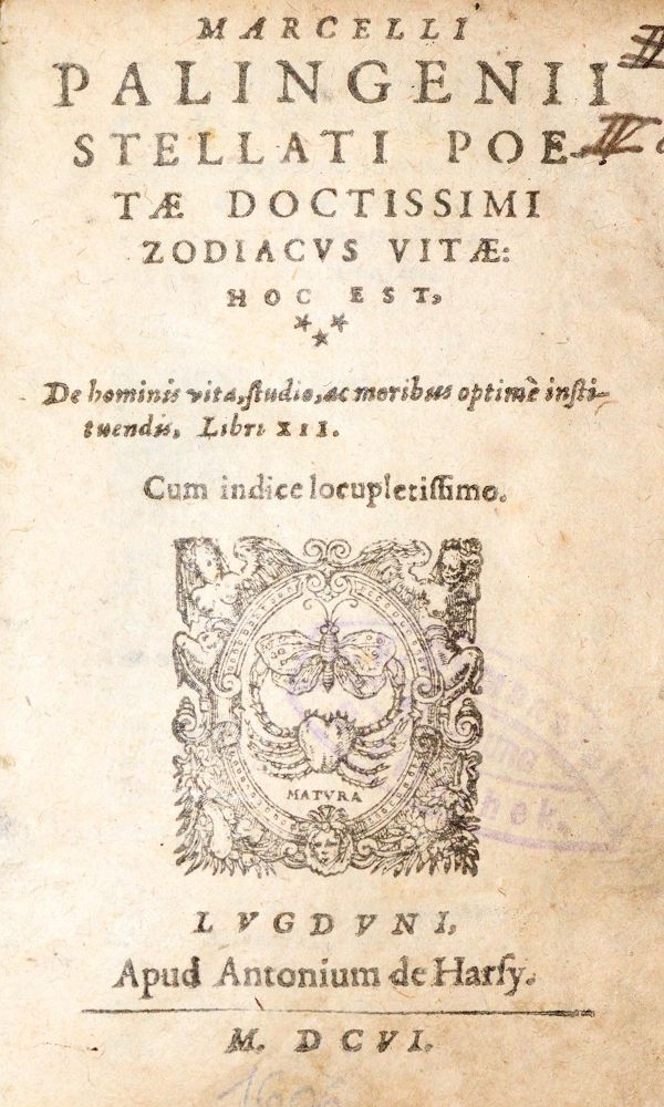 Große Abbildung Nr.1: 140-769 Manzolli,P.A. (Pseud.: Palingenius Stallatus Marcello).: (Grenzwissenschaften und Okkultismus)