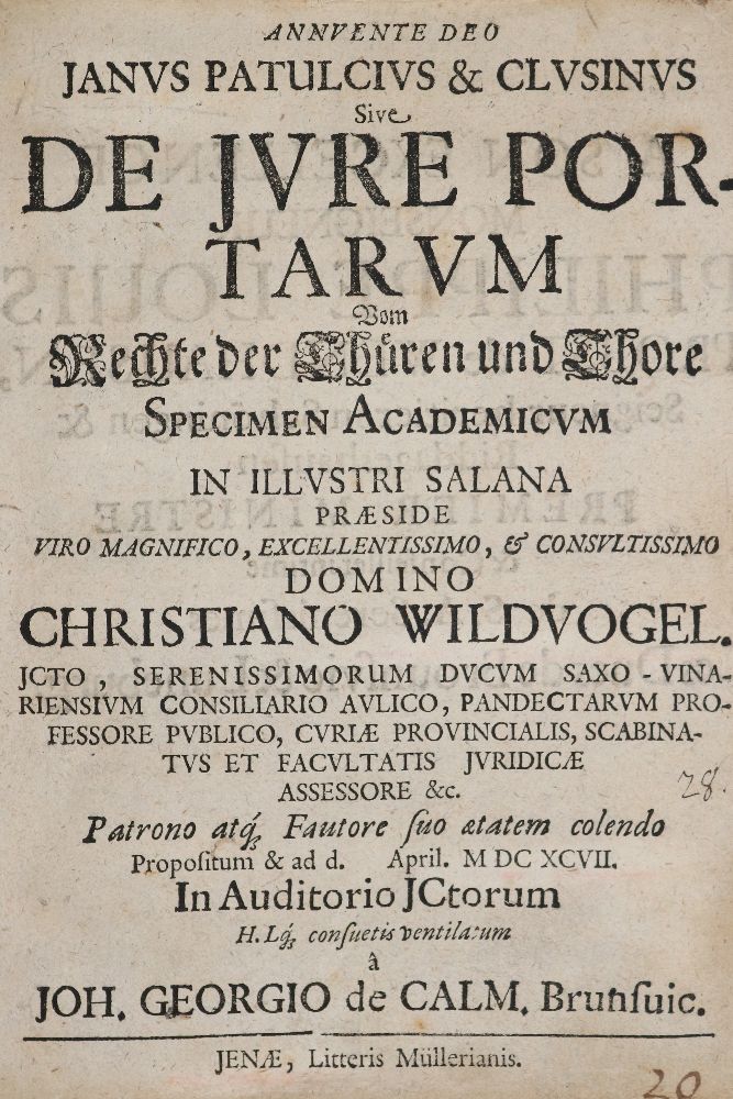 Große Abbildung Nr.1: 140-789 Calm,J.G.: (Juridica und Kriminologie)